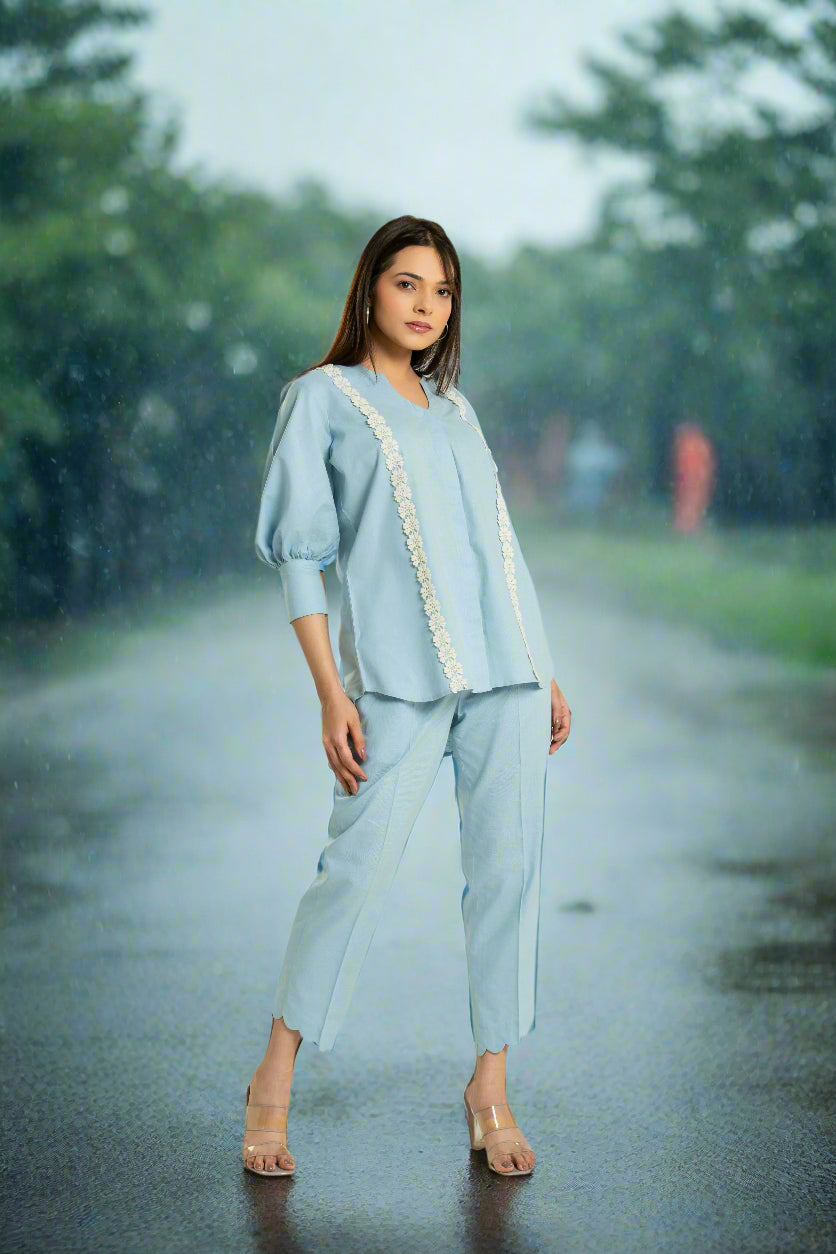 Ice Blue Women Co-ord set