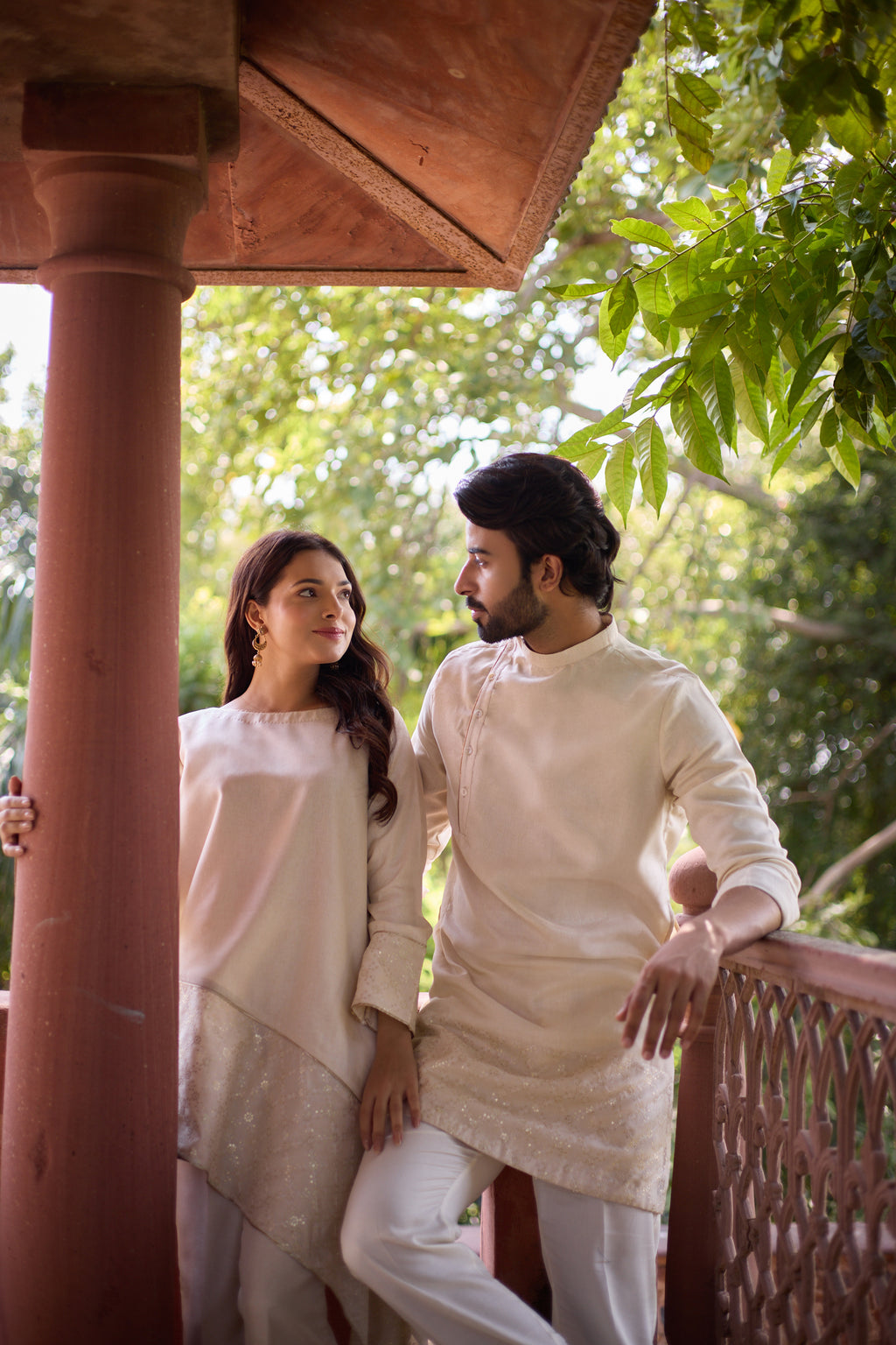 Faiz & Fiza - Band Collar & One-Sided Men Women Twin Set
