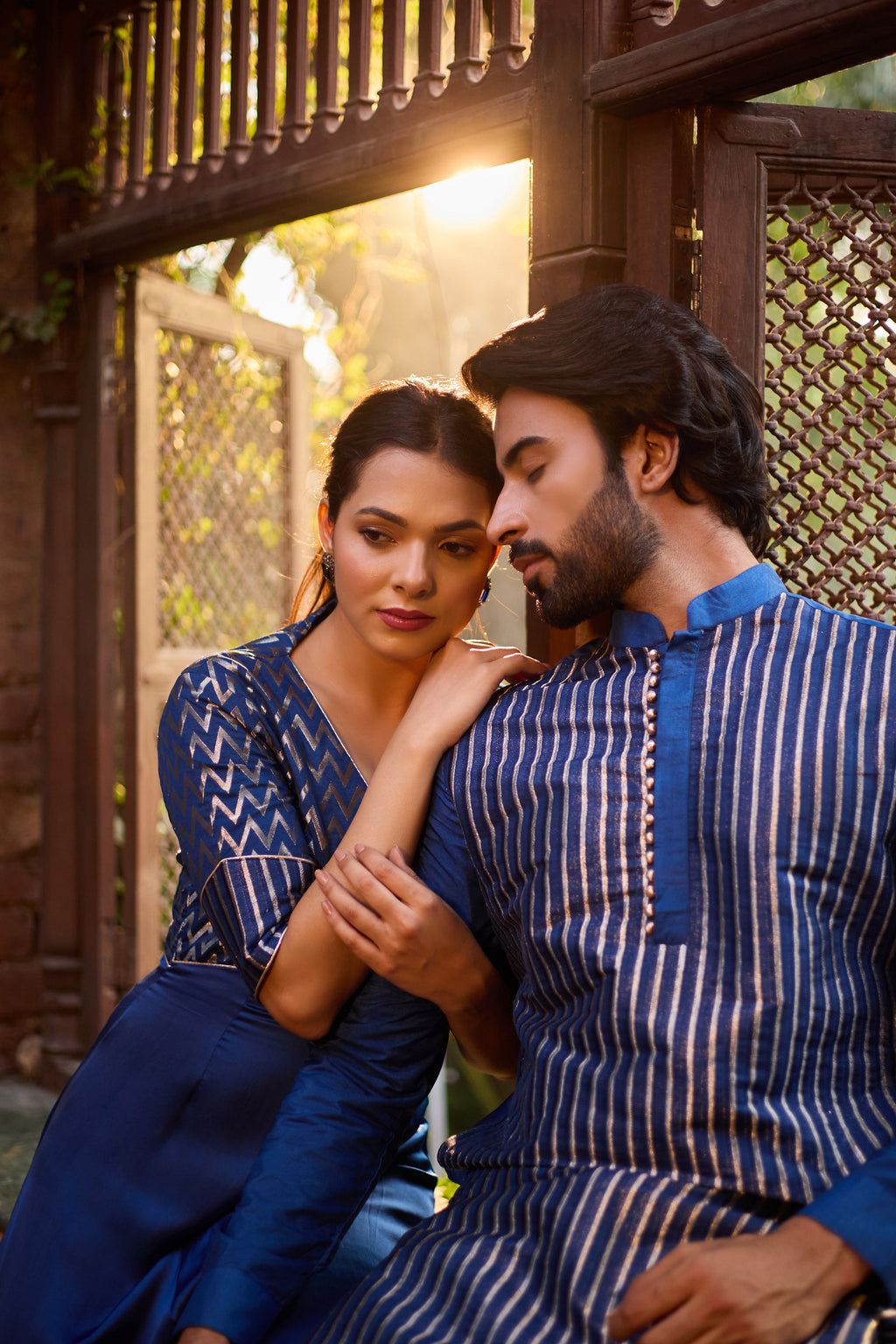 Rehmat & Riyaaz - Blue Festive Kurta with Jumpsuit Twin Set