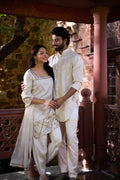 Arham & Ruhani - Mandarin Collar & Square Neckline Twin Set Twinning Statement