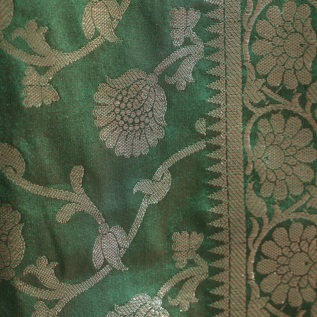 Green and Red Shaded Banarasi Semi-Silk Dupatta with Zari Weave