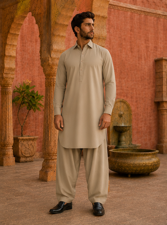 Pathani Kurta set - Khaki Beige