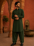 Pathani Kurta Set - Army Green