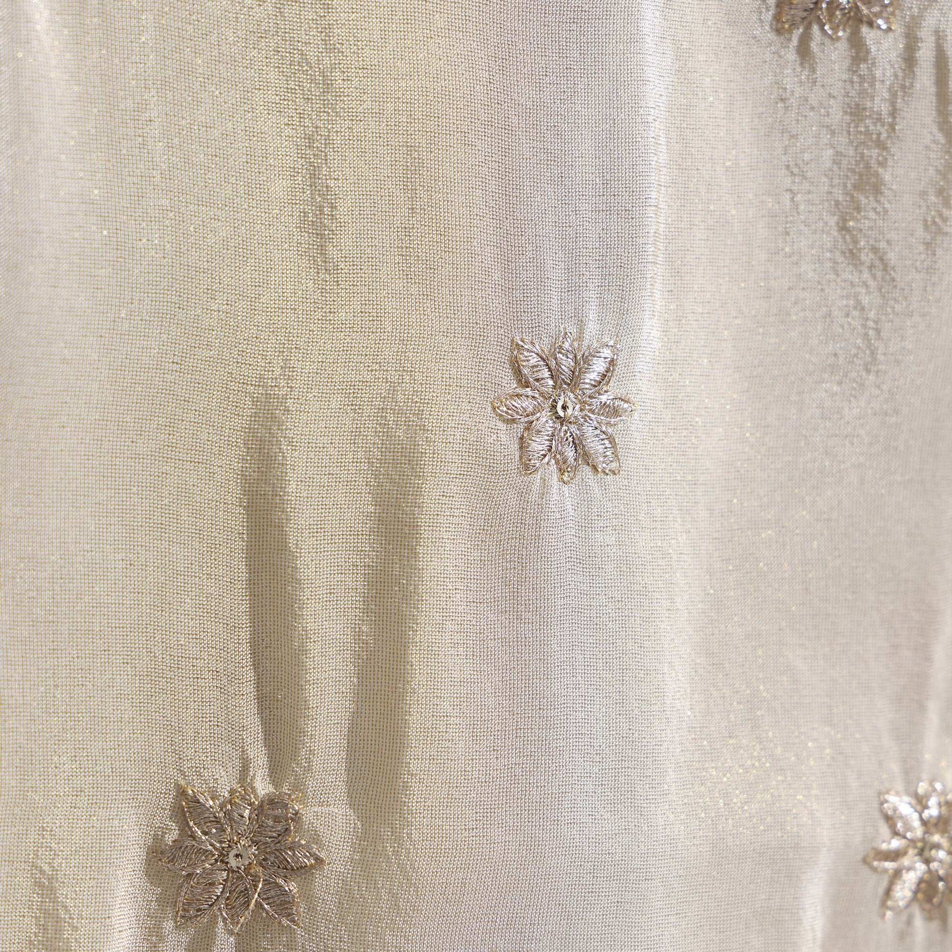 Beige and Golden Tissue Georgette Dupatta with Sequin Zari Work Dupatta