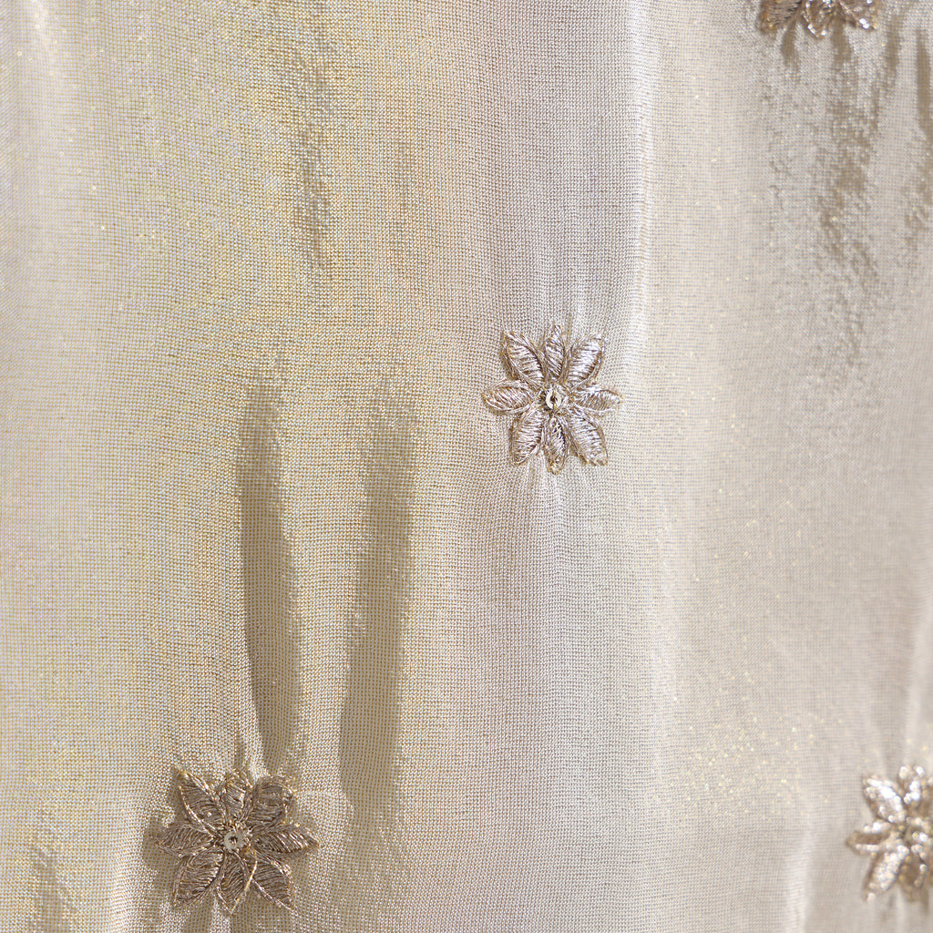 Beige and Golden Tissue Georgette Dupatta with Sequin Zari Work
