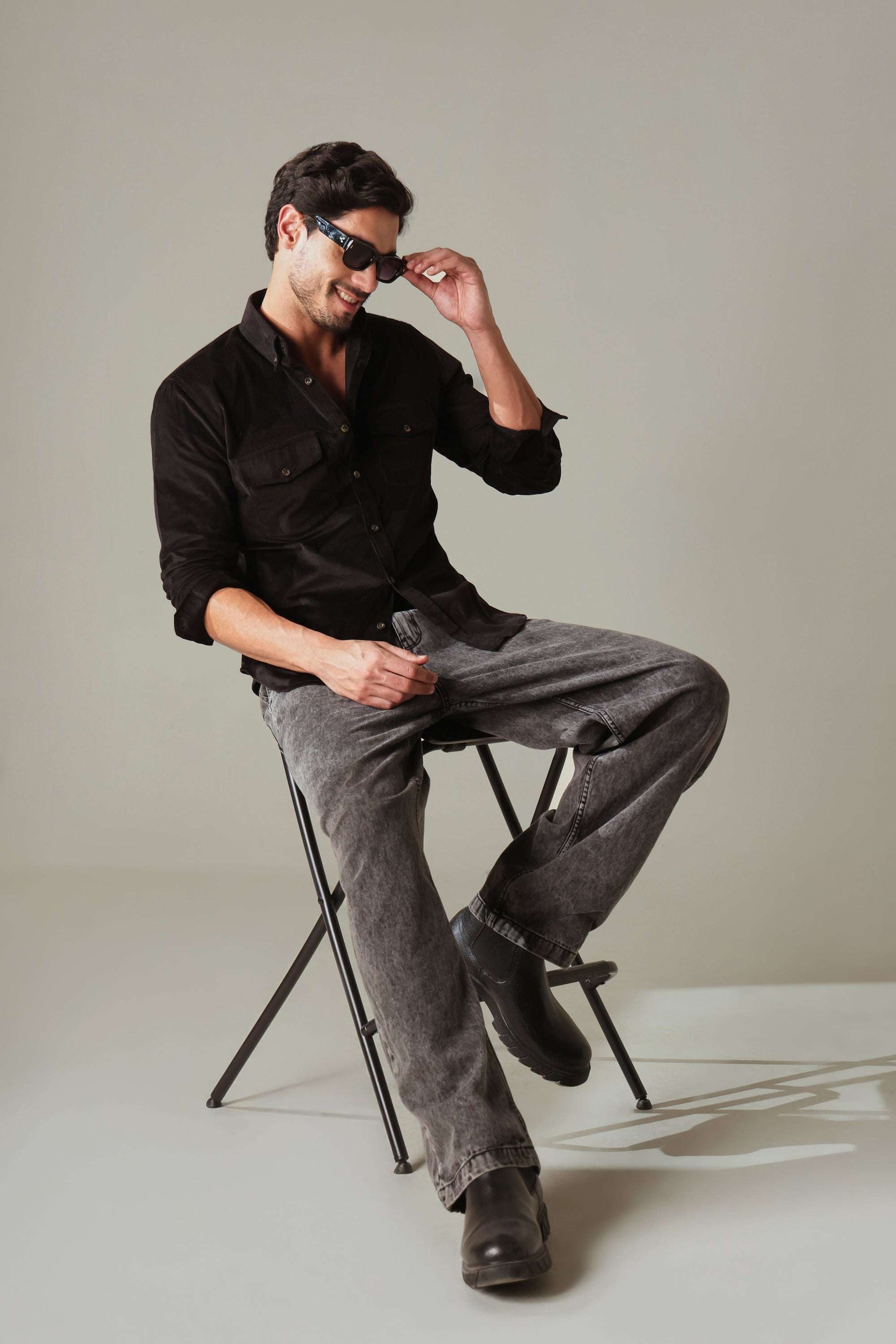 Corduroy Men's Shirt - Black