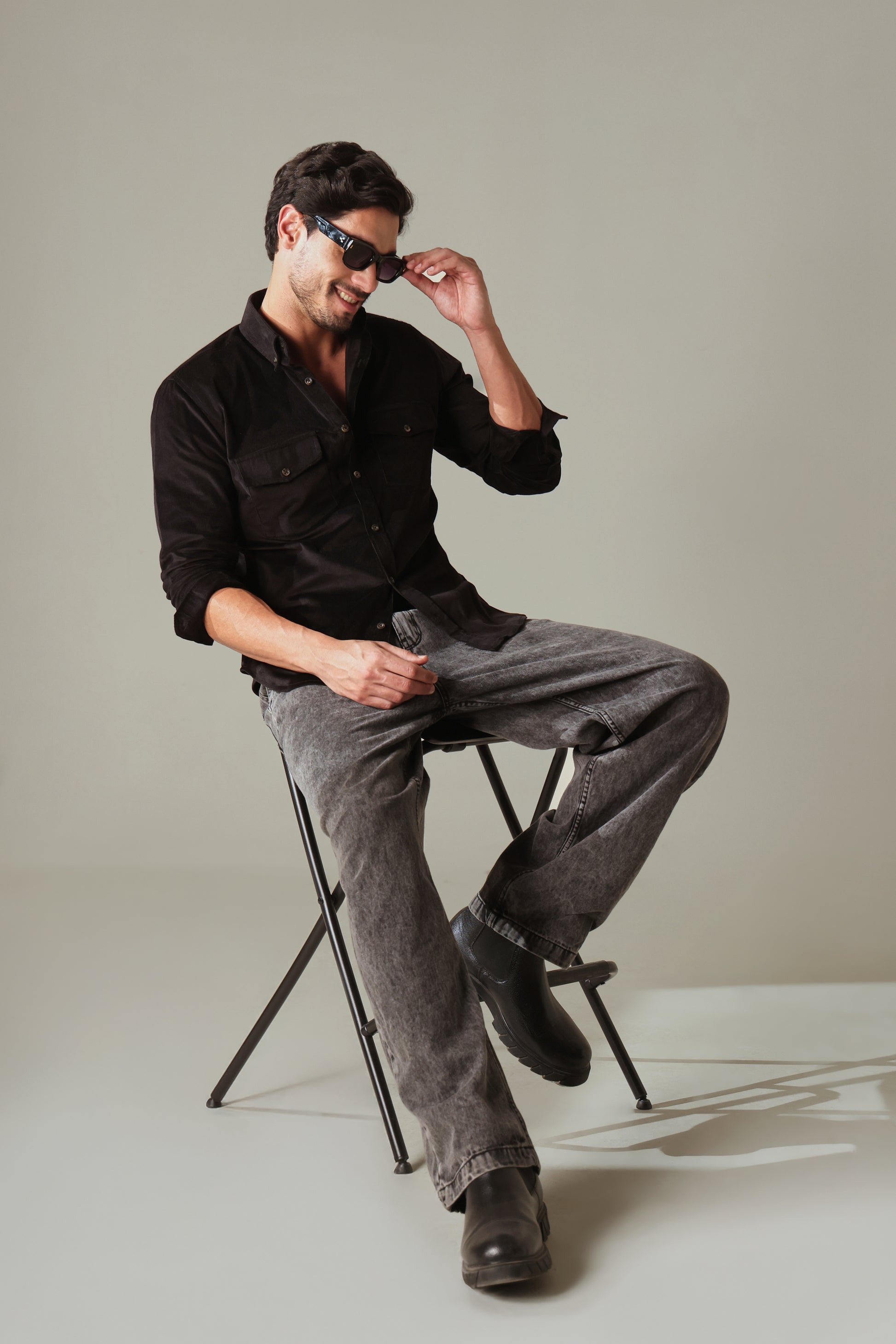 Corduroy Men's Shirt - Black