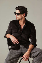 Corduroy Men's Shirt - Black