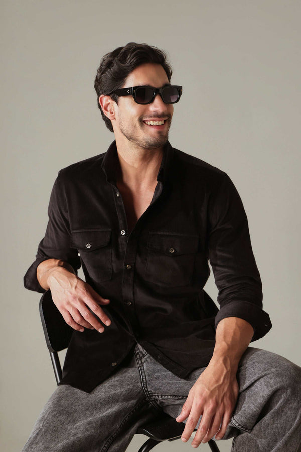 Corduroy Men's Shirt - Black