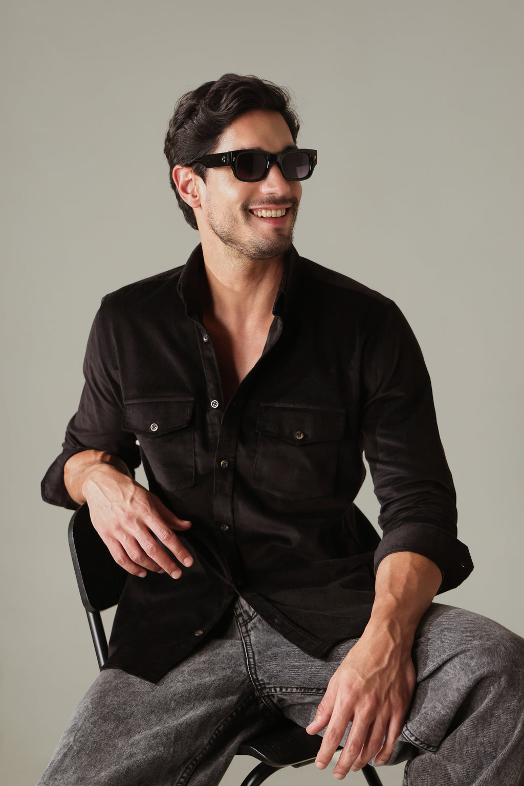 Corduroy Men's Shirt - Black