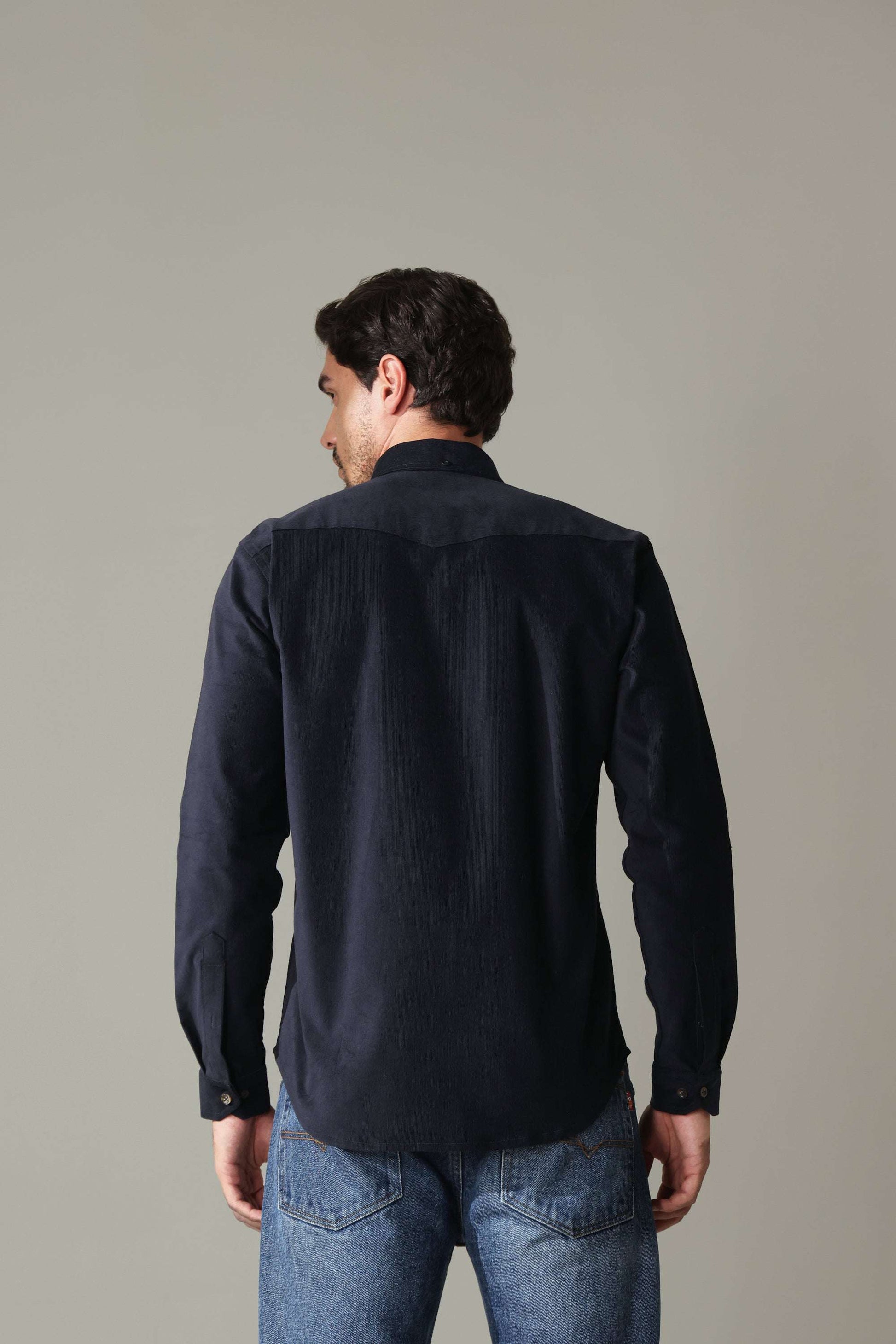 Corduroy Men's Shirt - Navy Blue