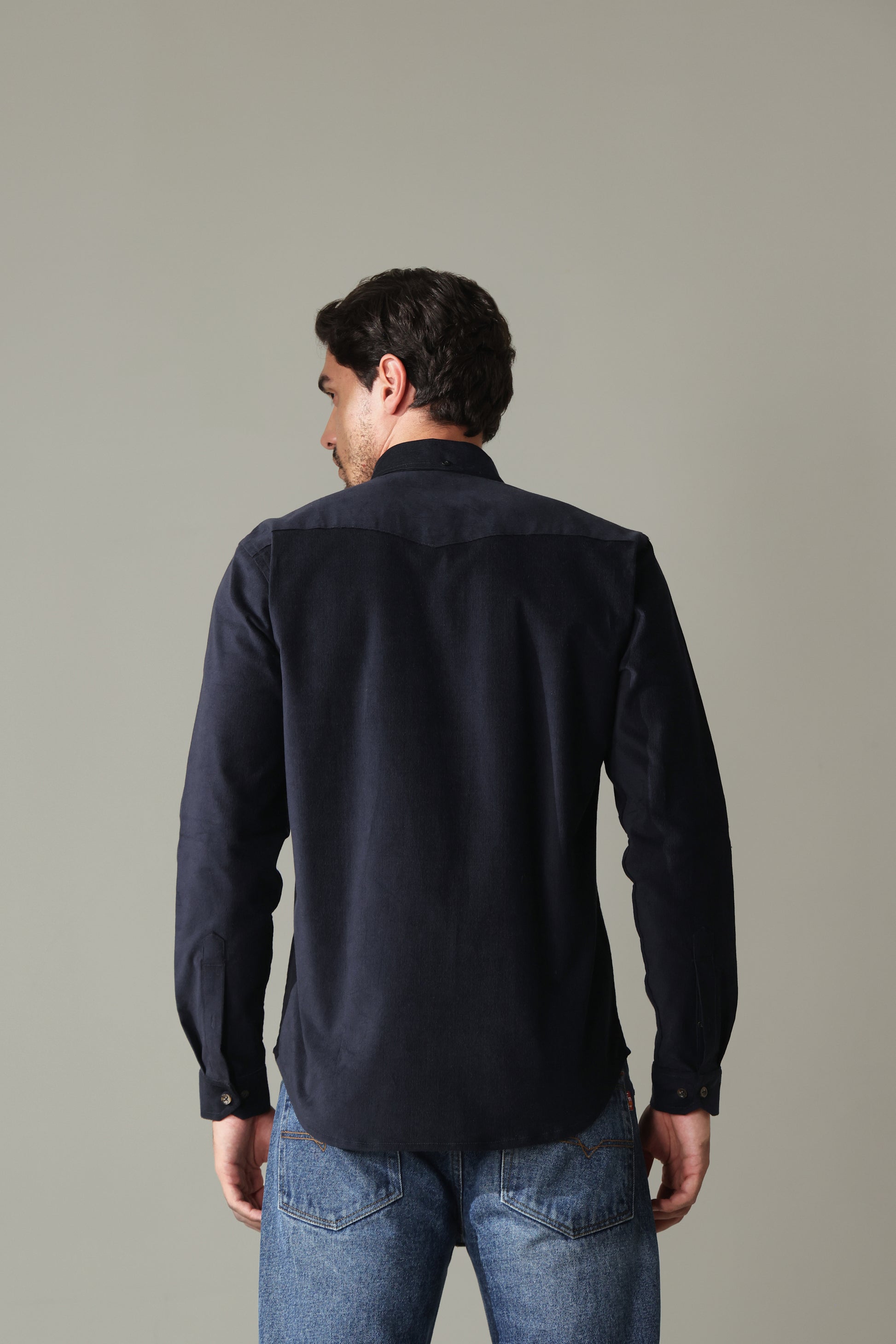 Corduroy Men's Shirt - Navy Blue