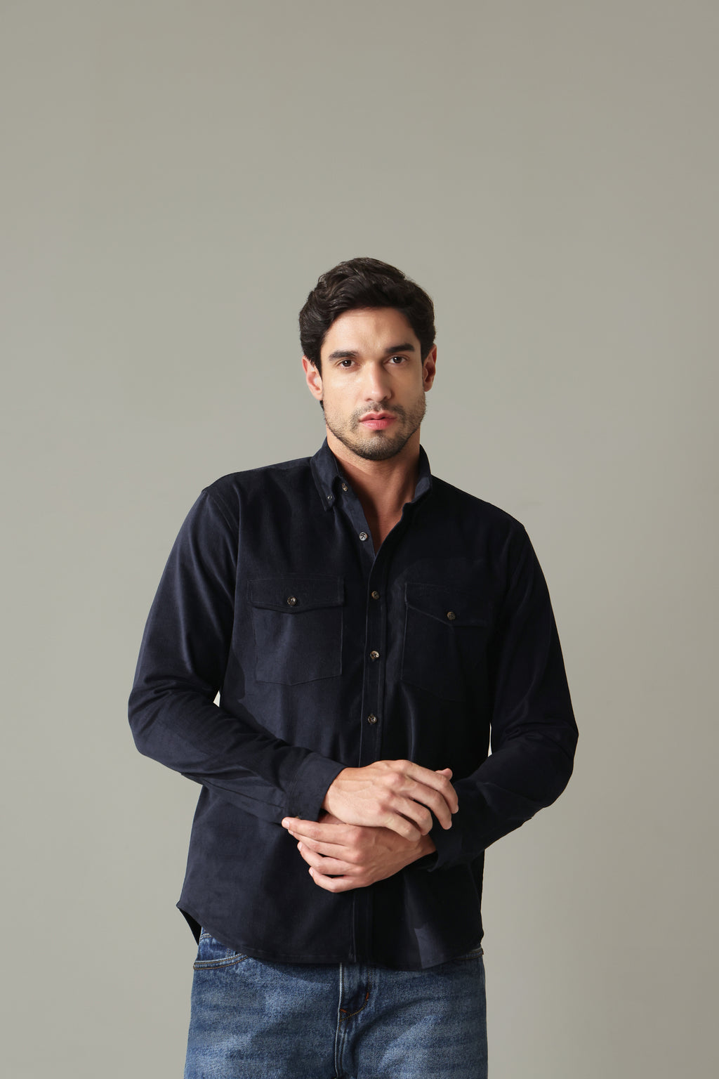 Corduroy Men's Shirt - Navy Blue