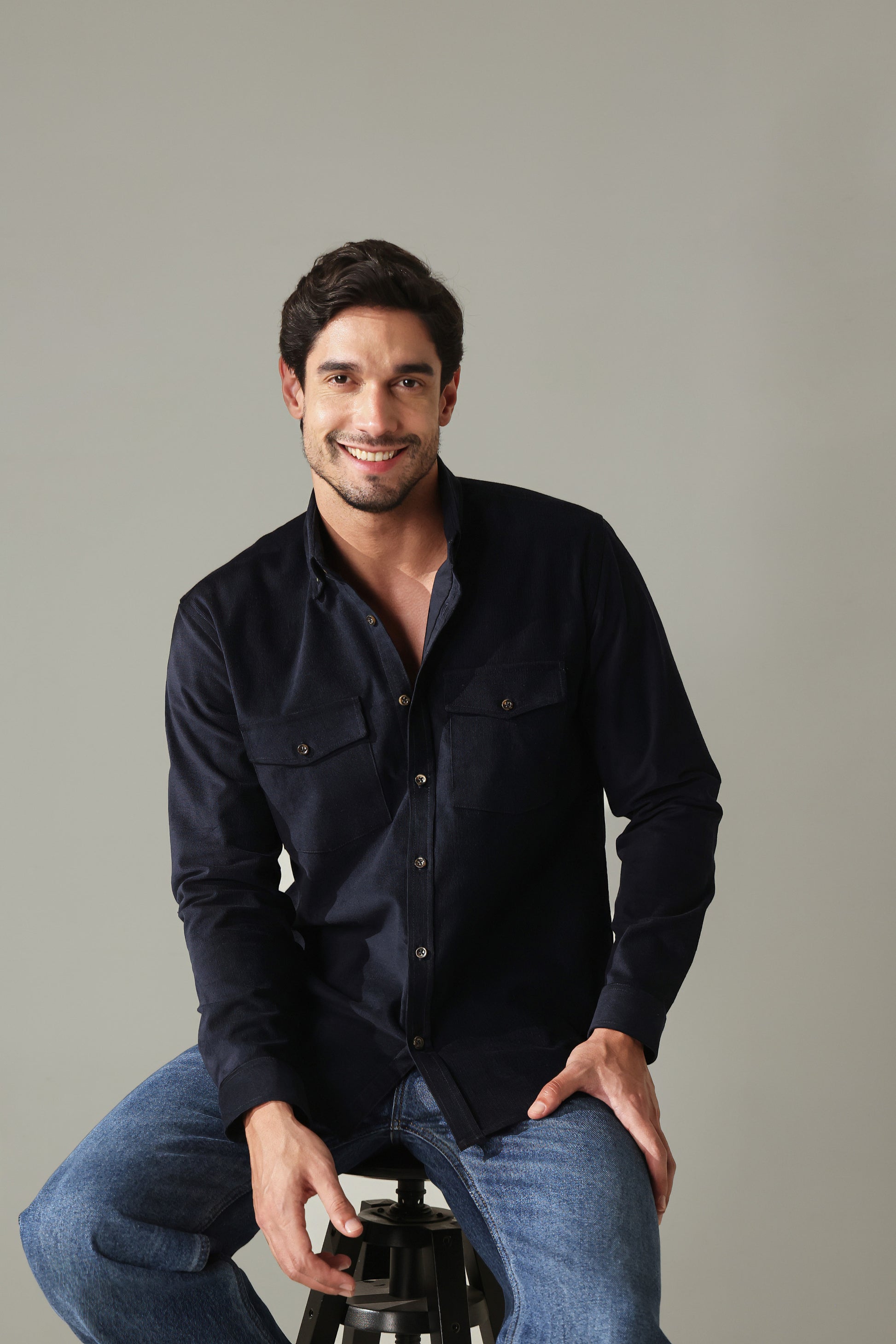 Corduroy Men's Shirt - Navy Blue