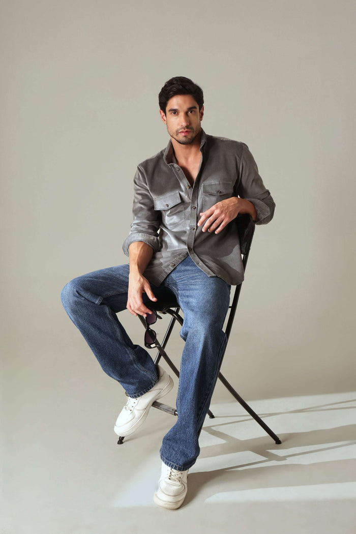 Corduroy Men's Shirt - Ash Grey