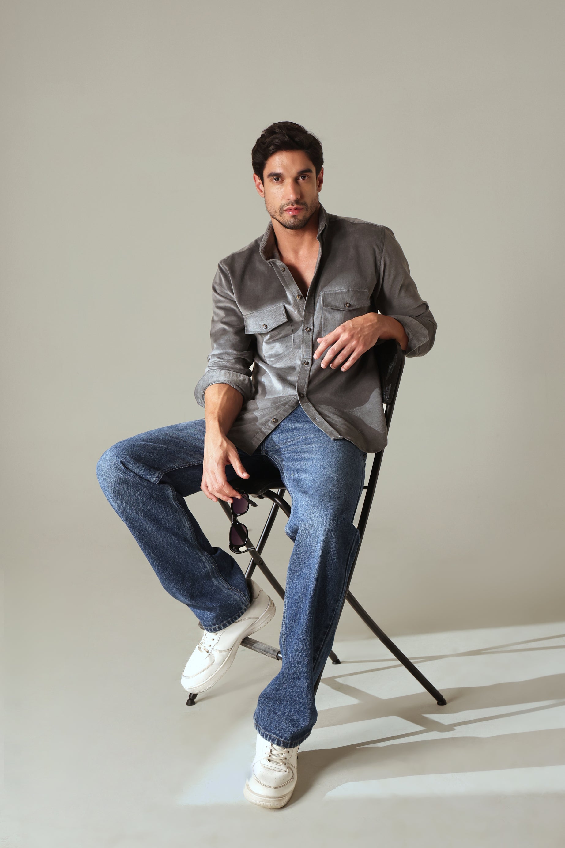 Corduroy Men's Shirt - Ash Grey