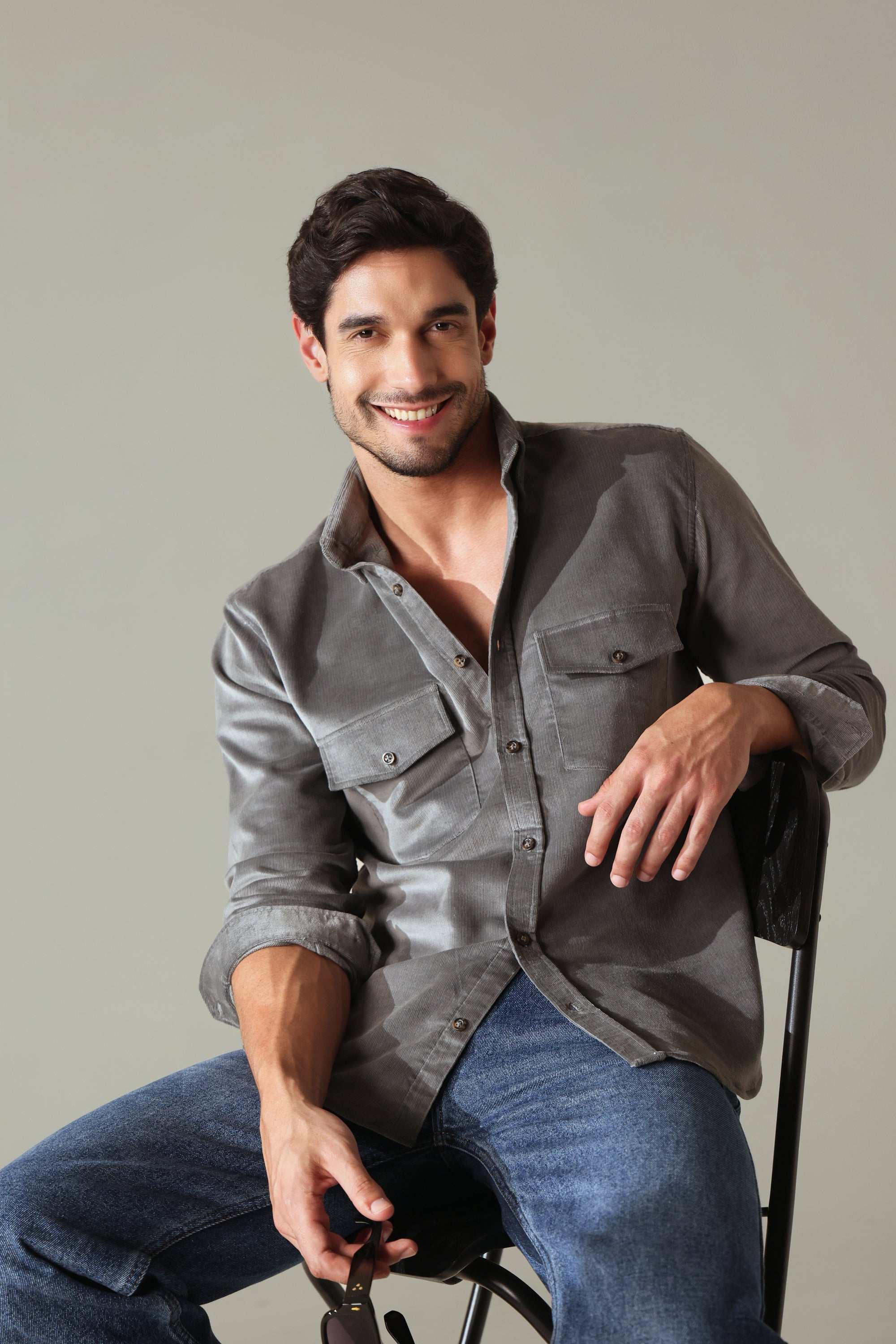 Corduroy Men's Shirt - Ash Grey