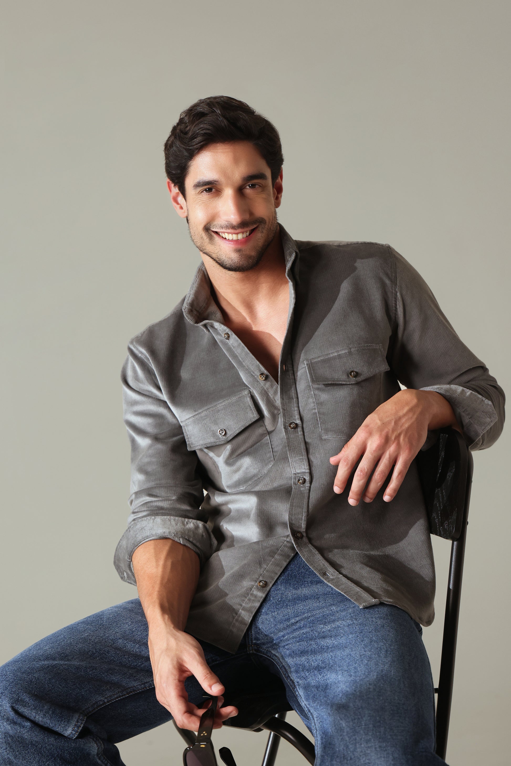 Corduroy Men's Shirt - Ash Grey