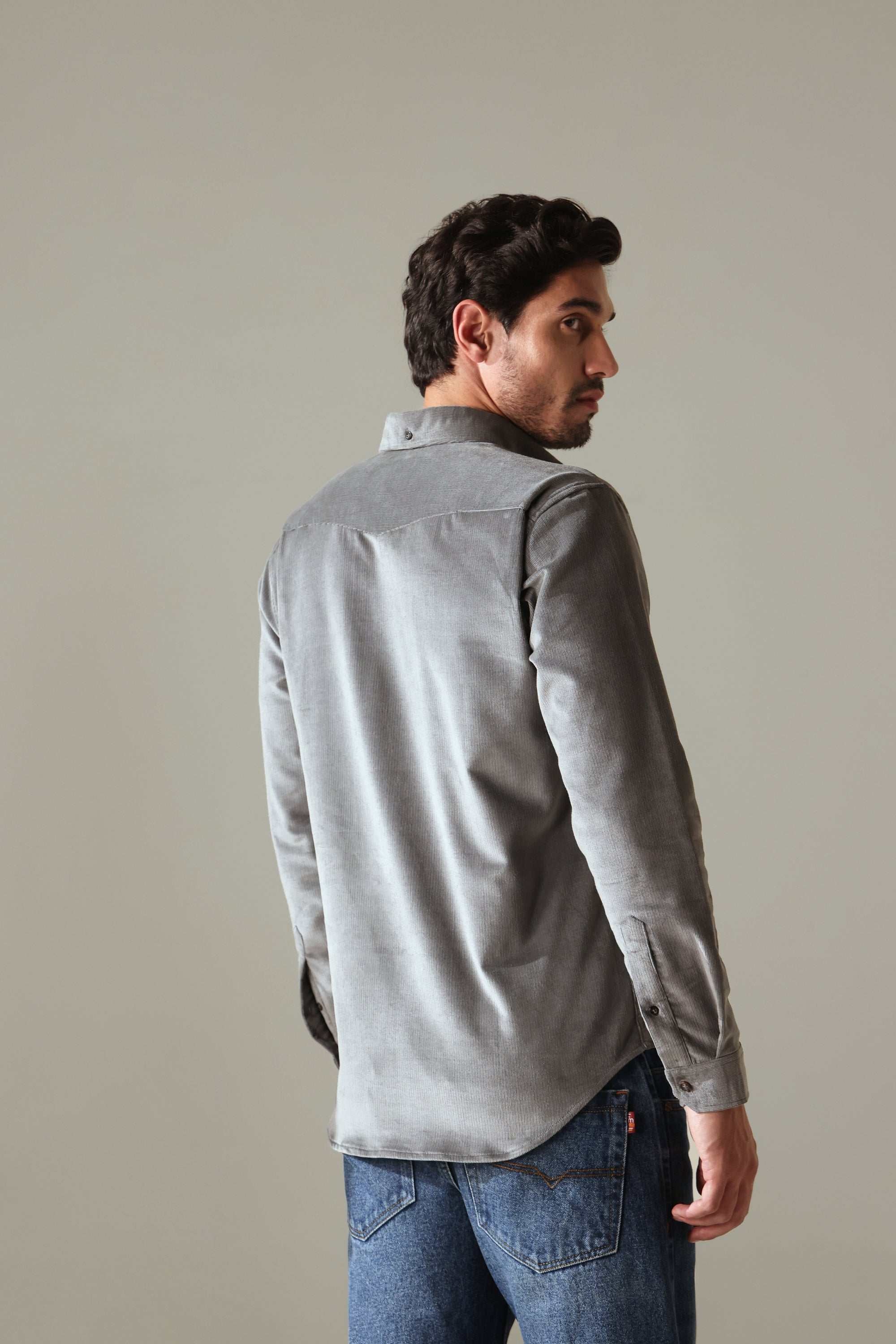 Corduroy Men's Shirt - Ash Grey