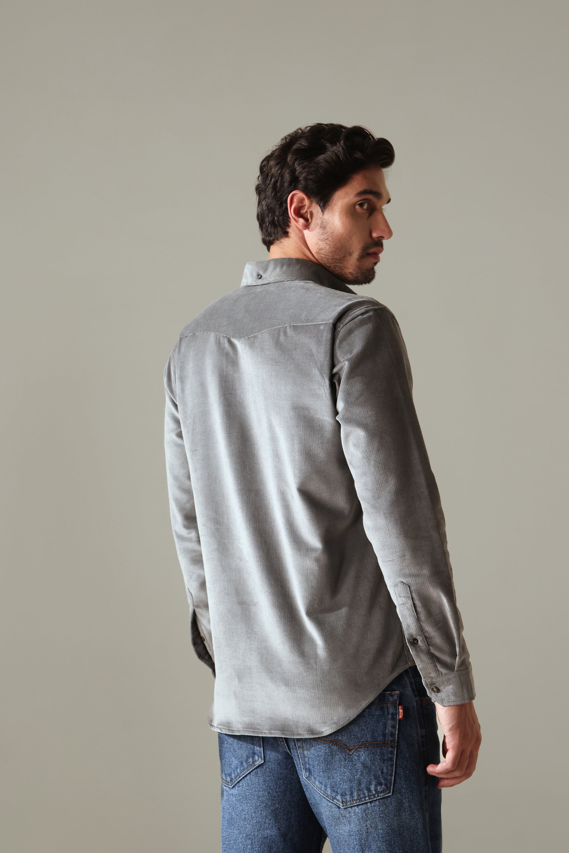 Corduroy Men's Shirt - Ash Grey
