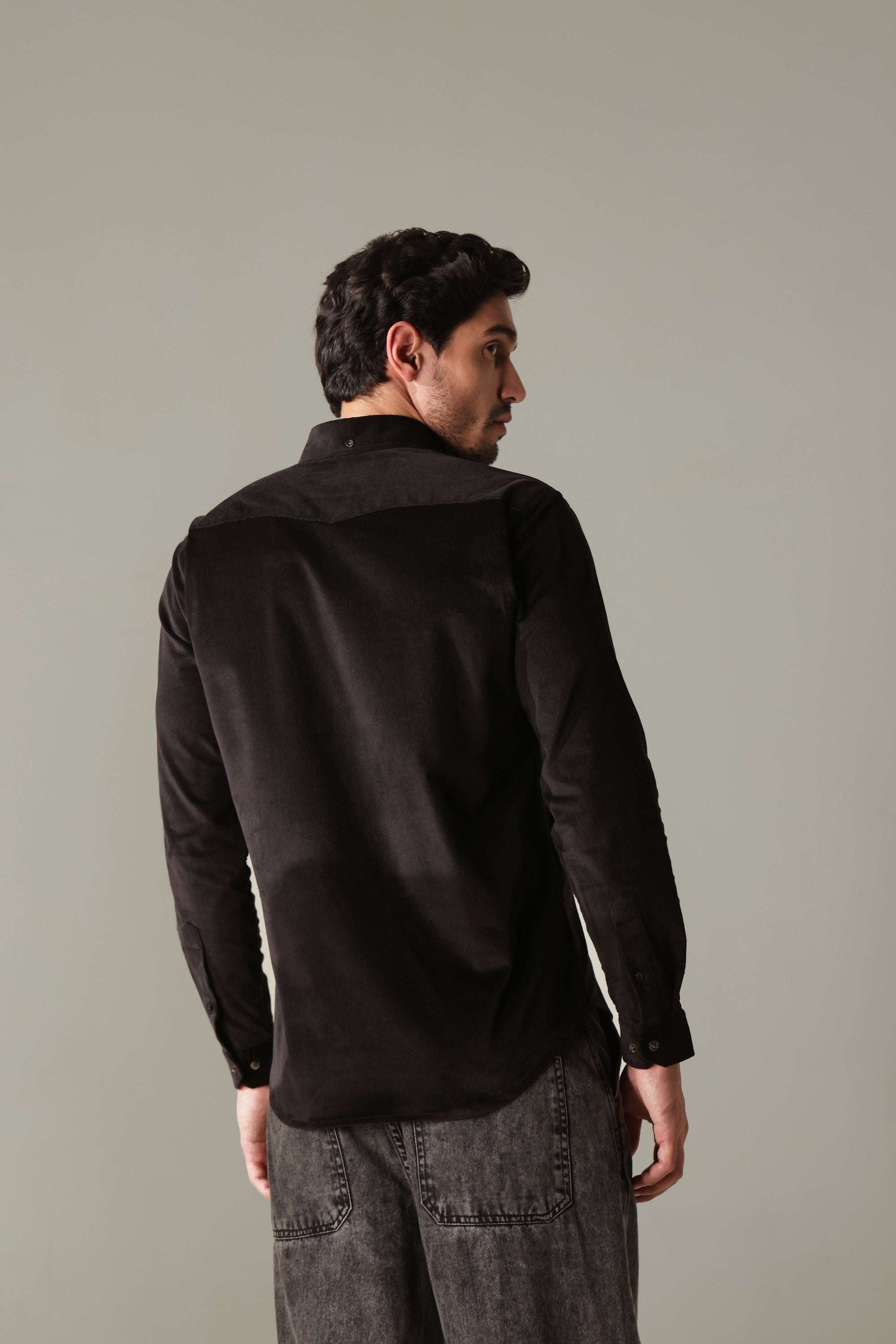 Corduroy Men's Shirt - Black