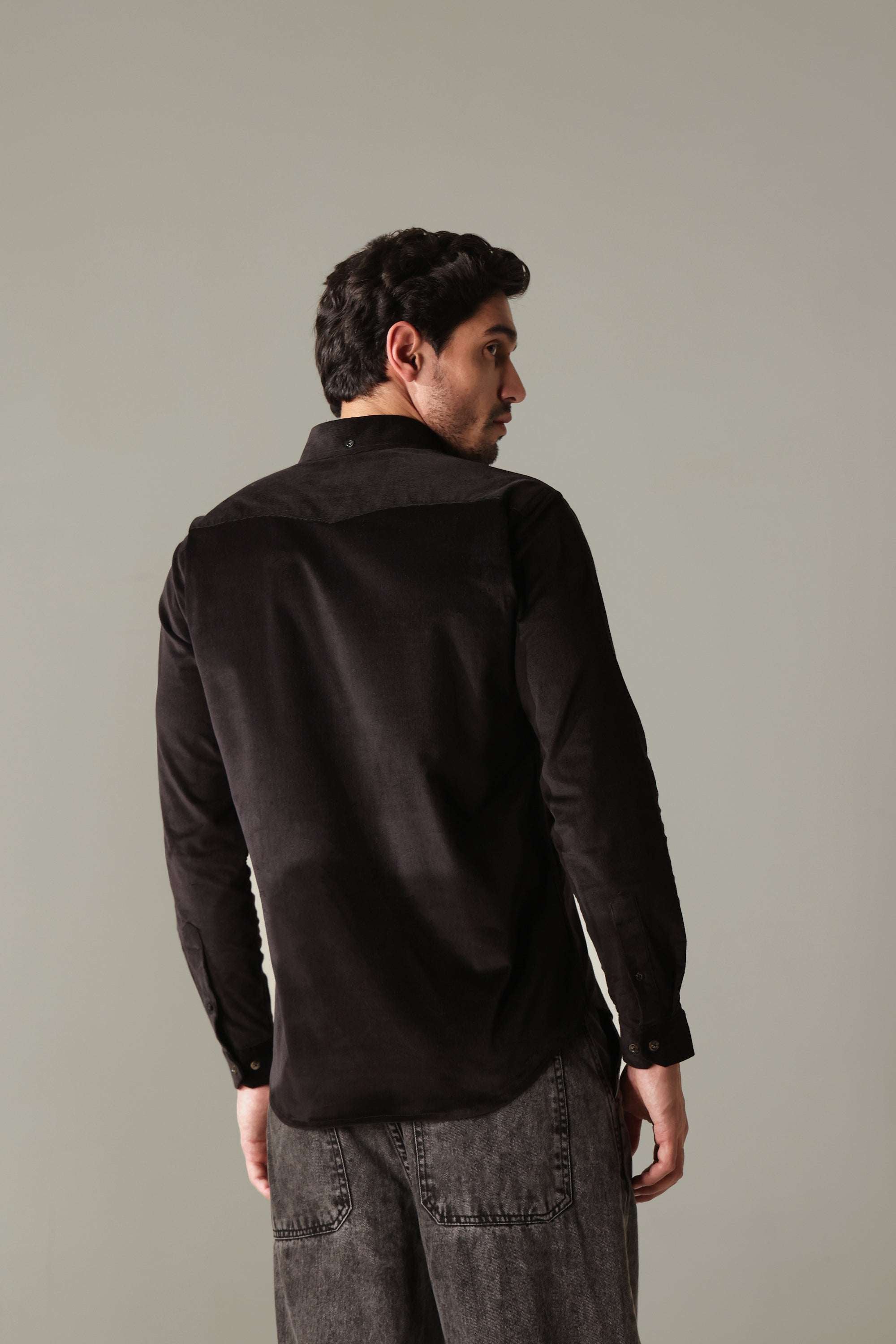 Corduroy Men's Shirt - Black