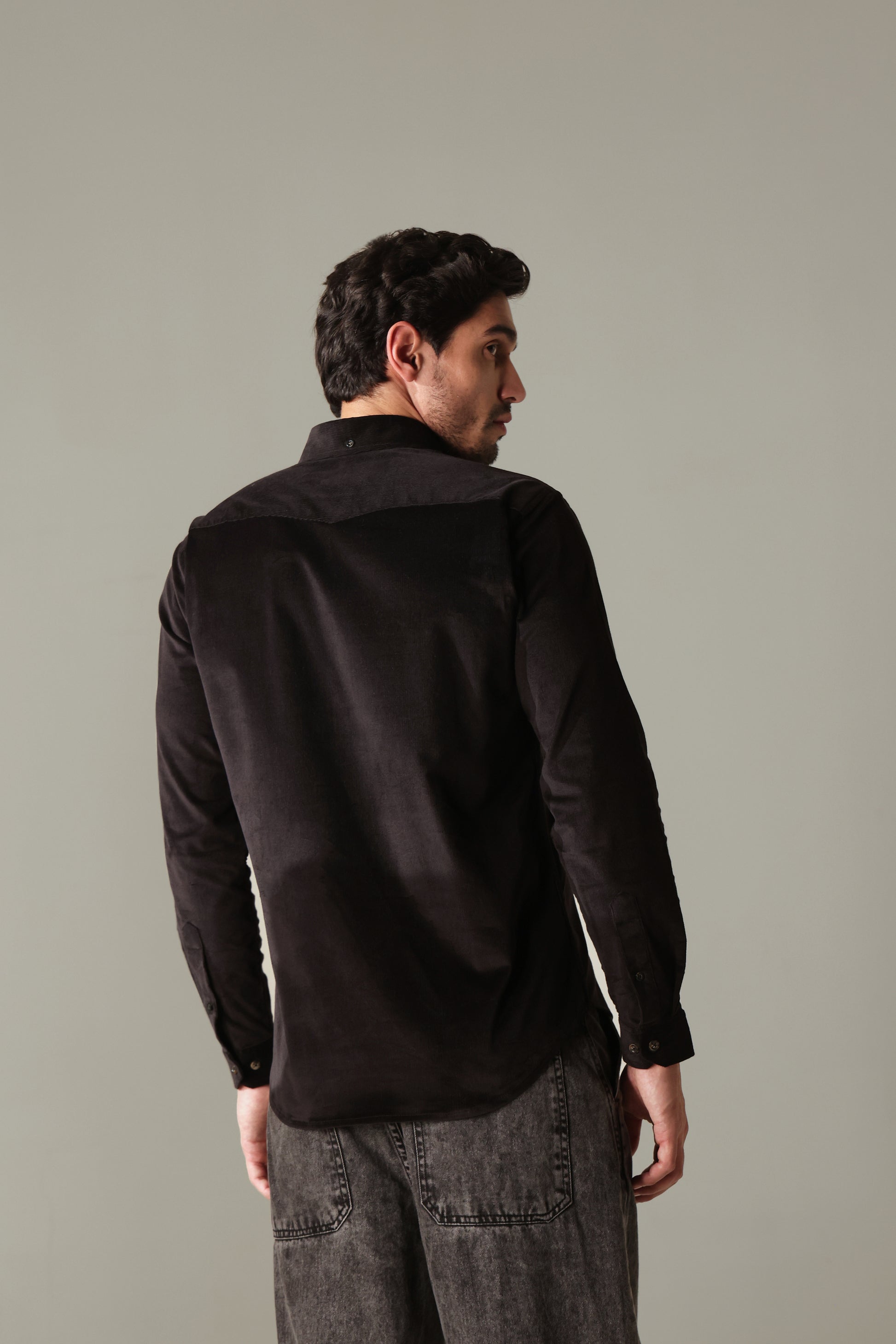 Corduroy Men's Shirt - Black