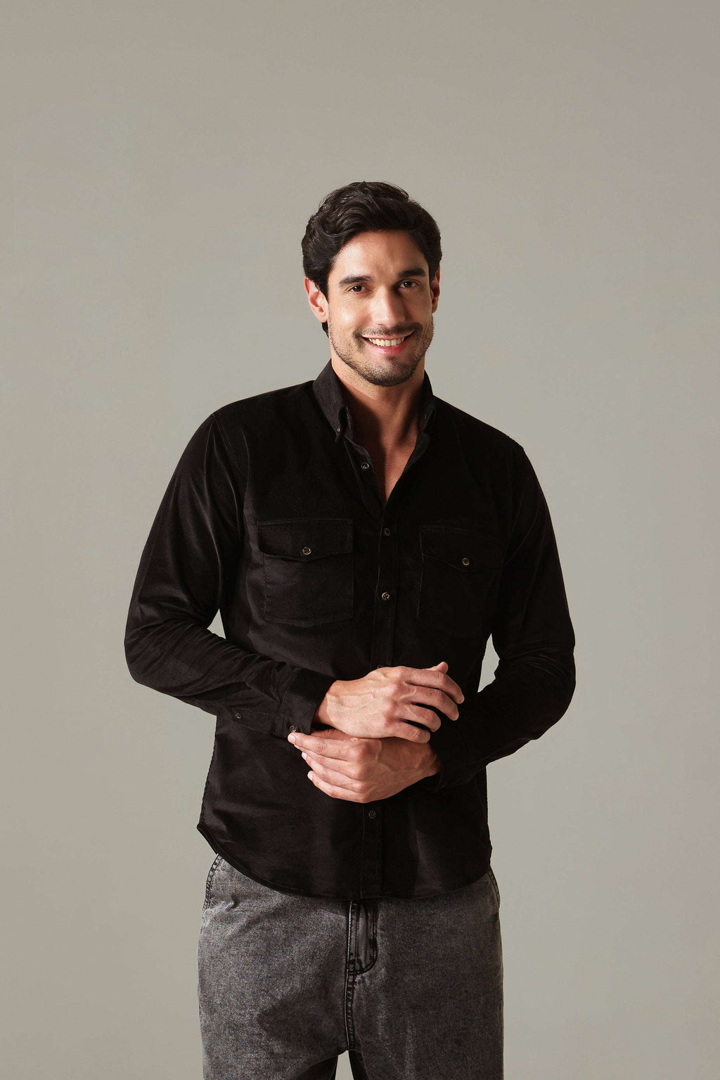 Corduroy Men's Shirt - Black