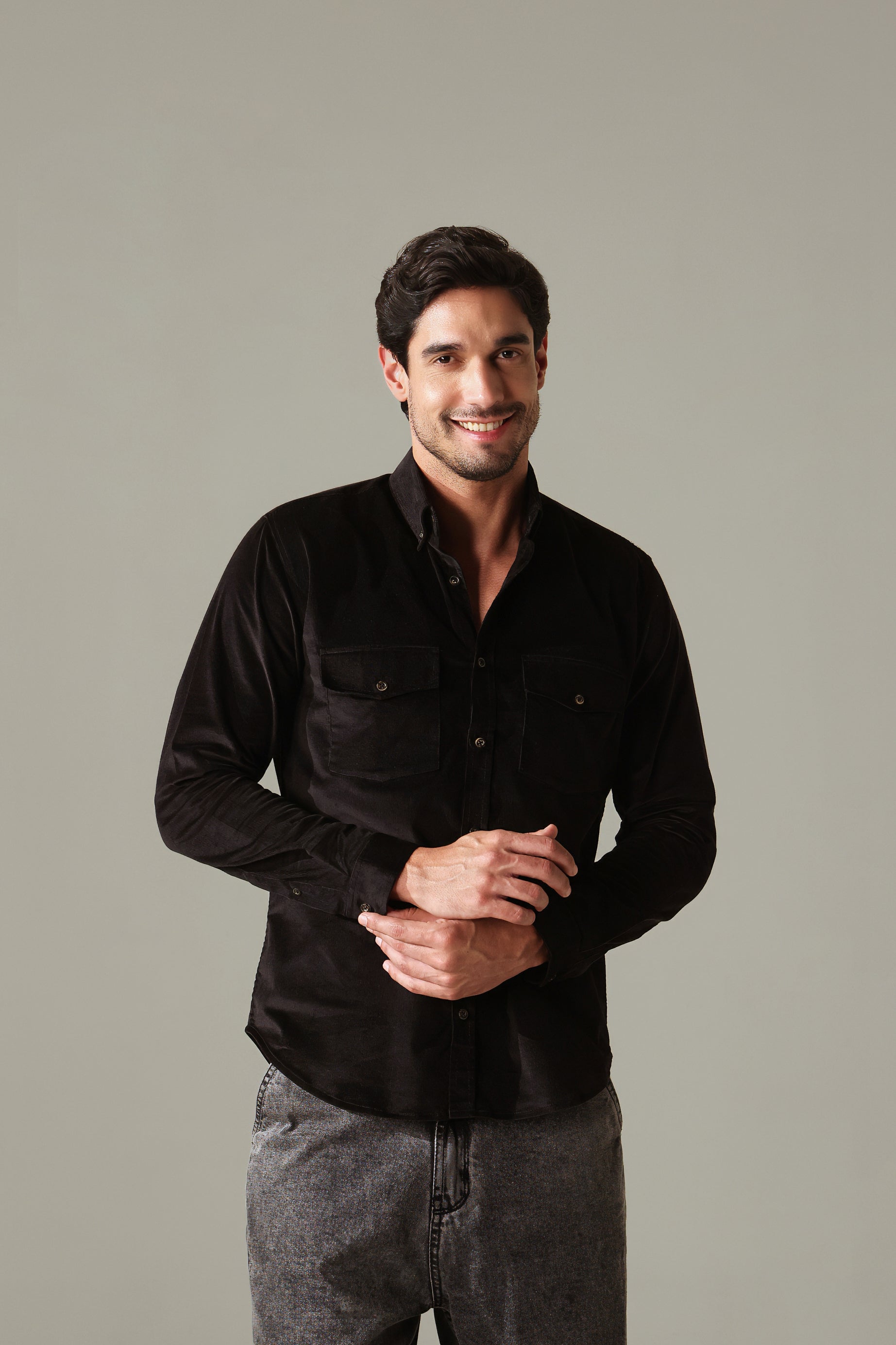 Corduroy Men's Shirt - Black