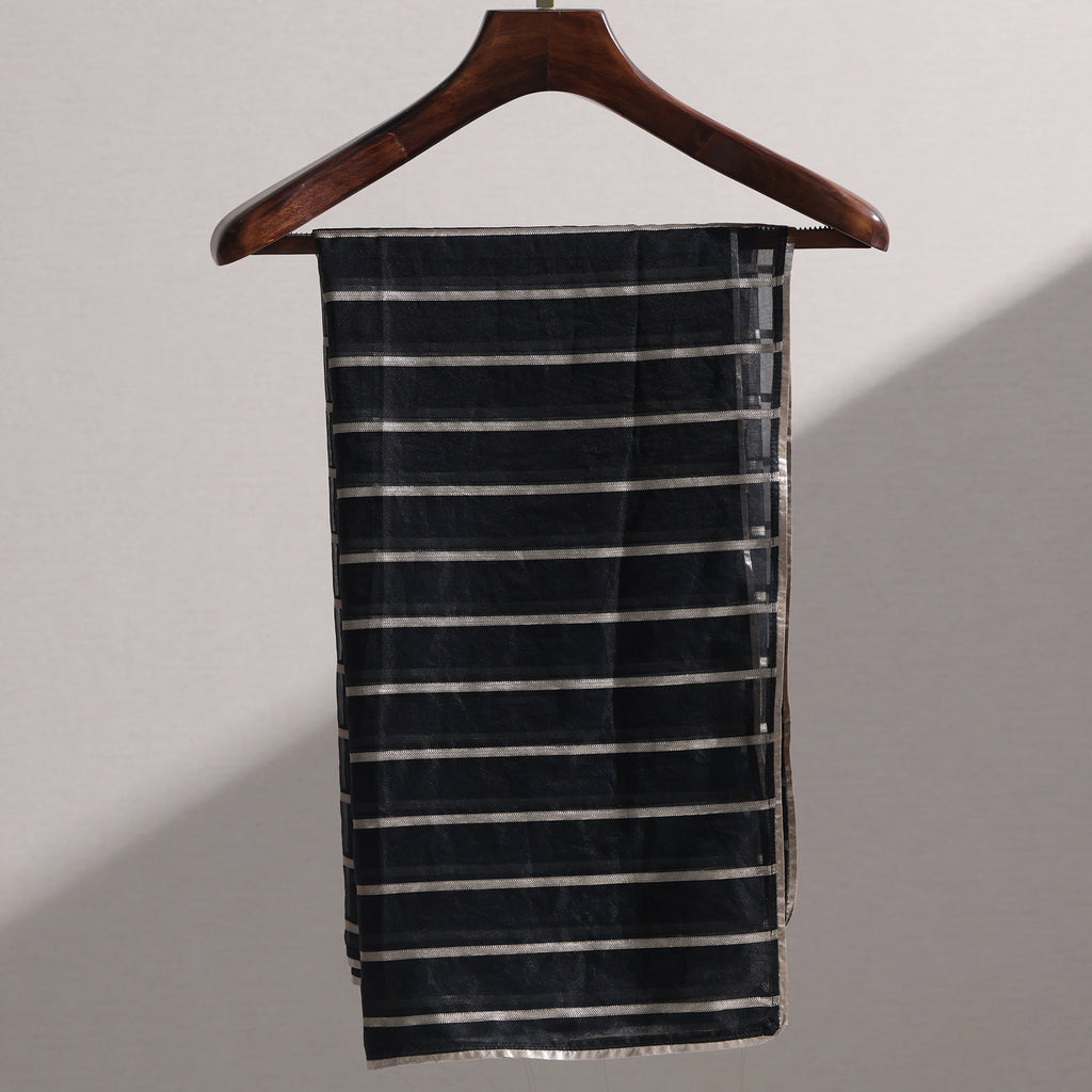 Black Silver Zari Organza Dupatta