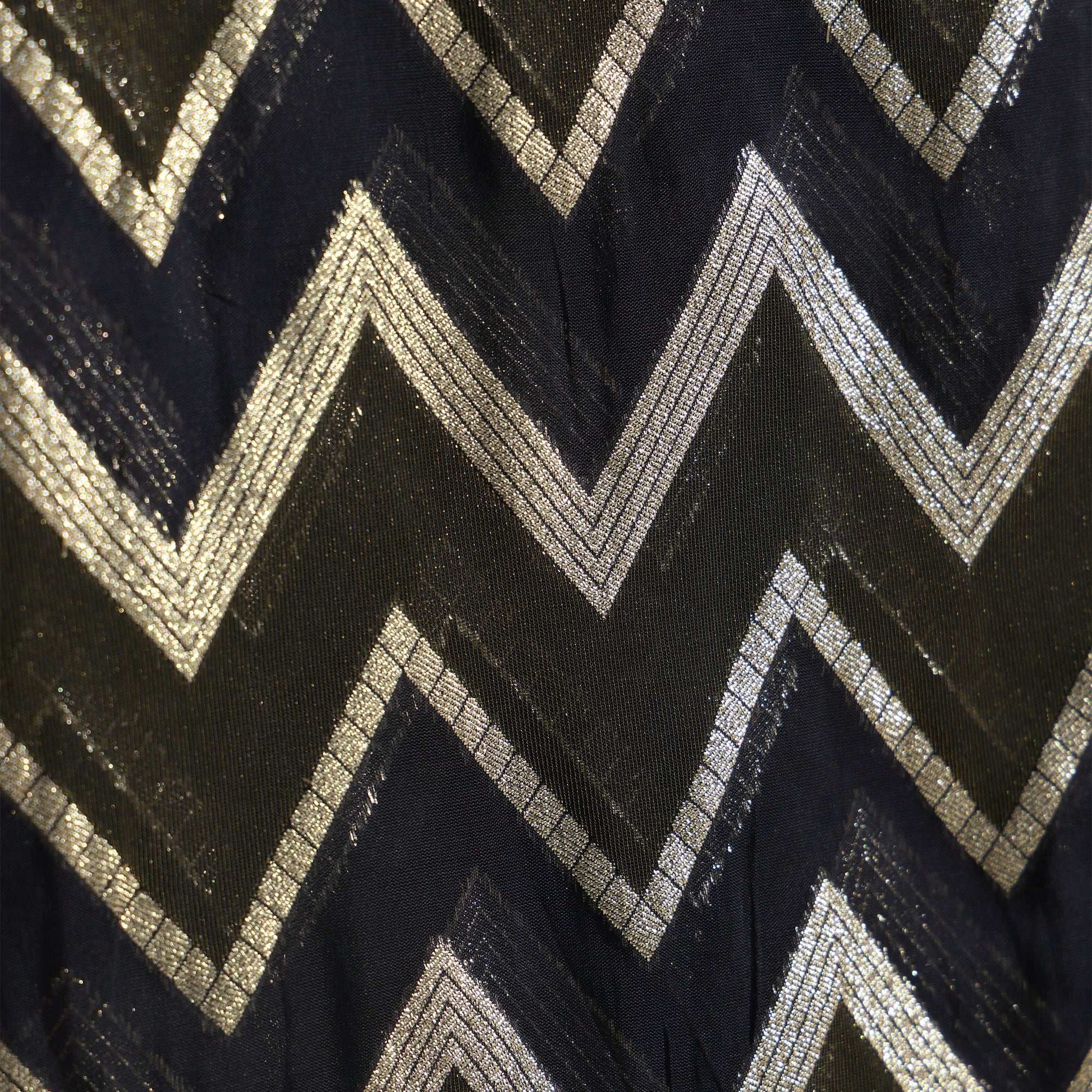 Black and Mehndi Green Organza Dupatta with Zig-Zag Zari Work Dupatta