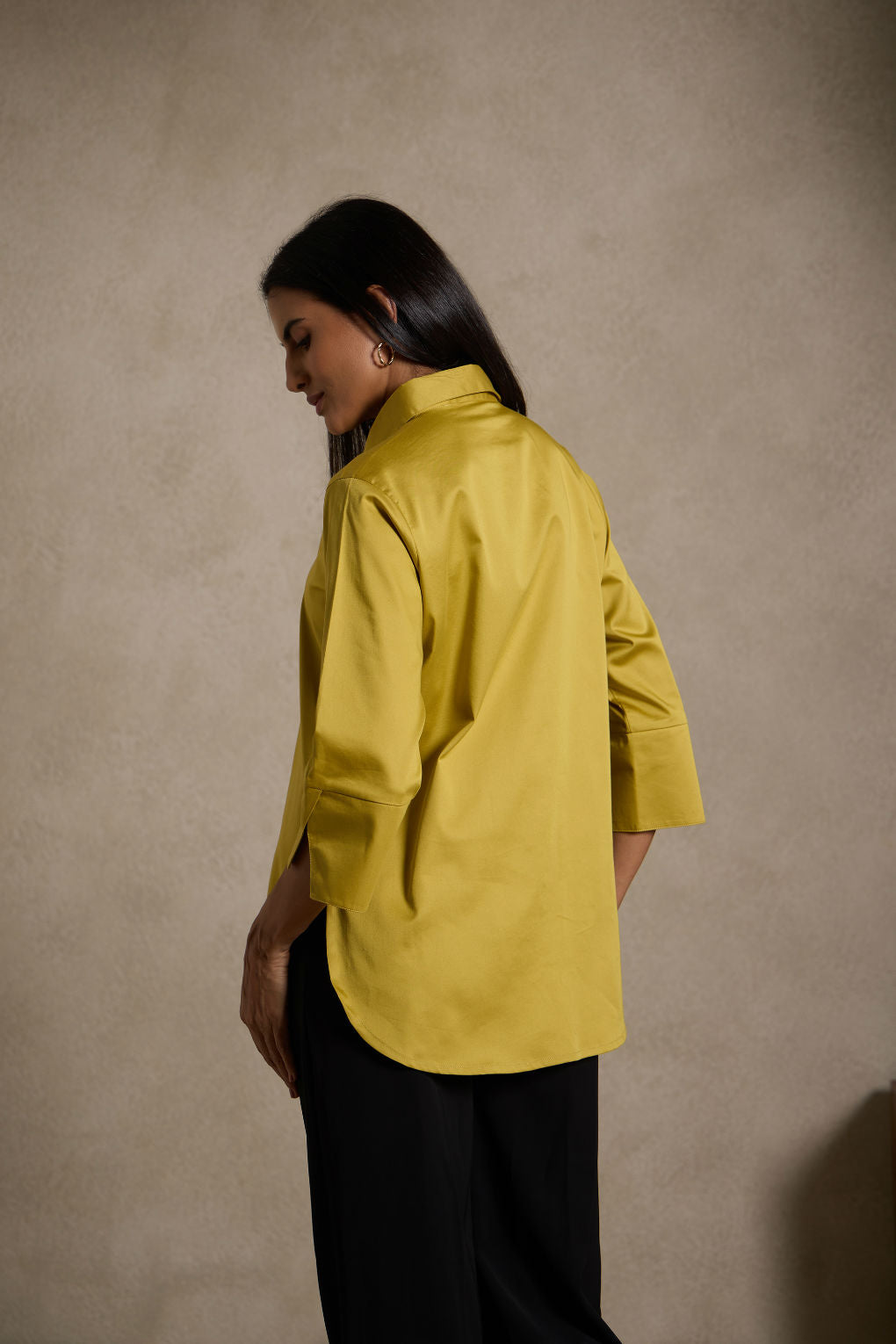 Gold Yellow - Cotton Satin Formal Shirt for women