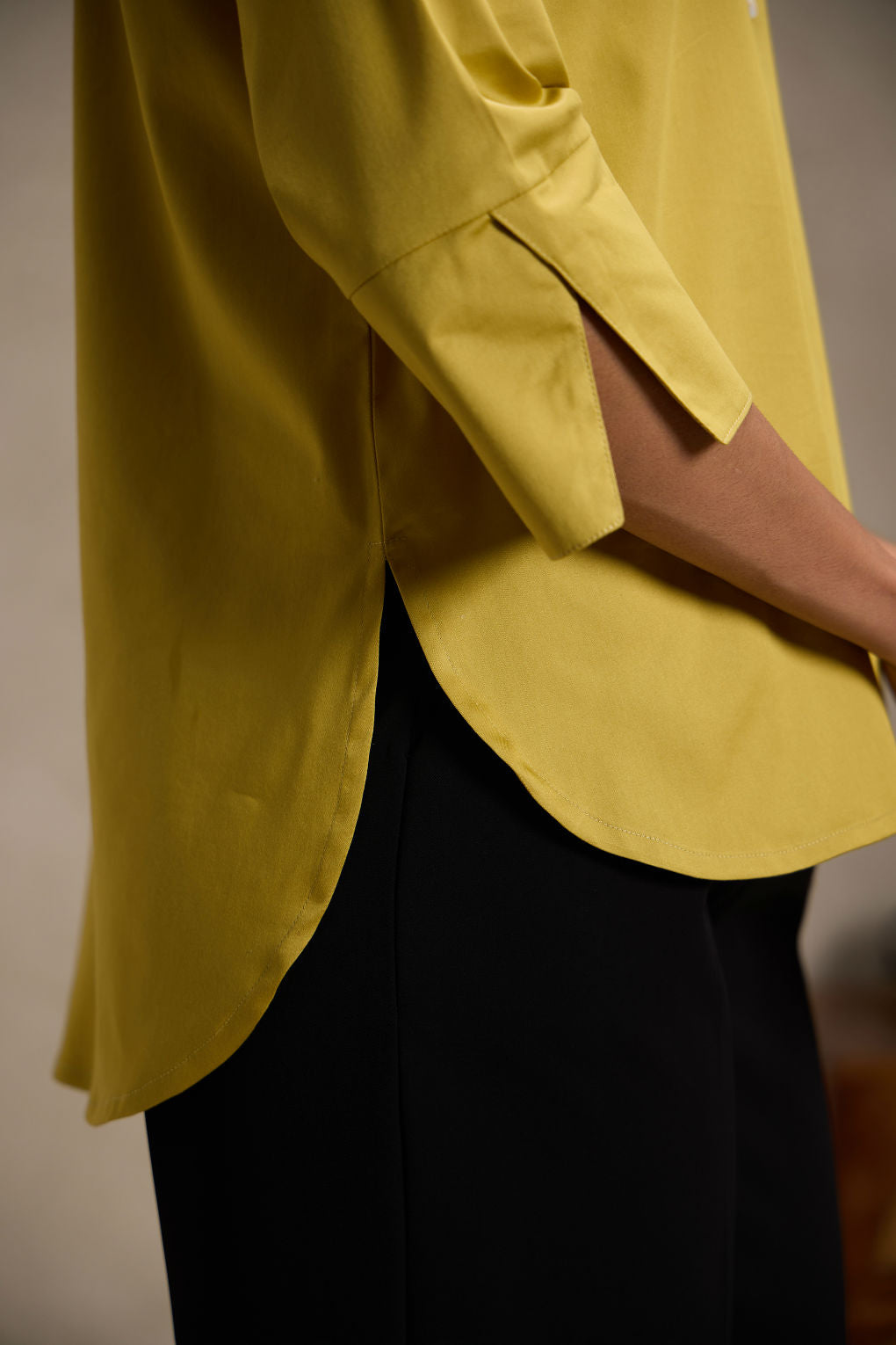 Gold Yellow - Cotton Satin Formal Shirt for women