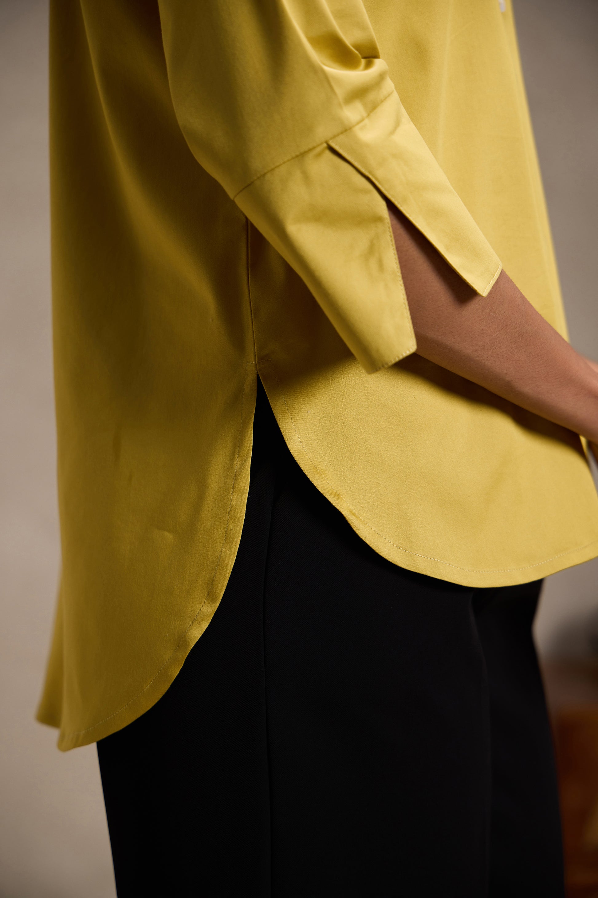 Gold Yellow - Cotton Satin Formal Shirt for women