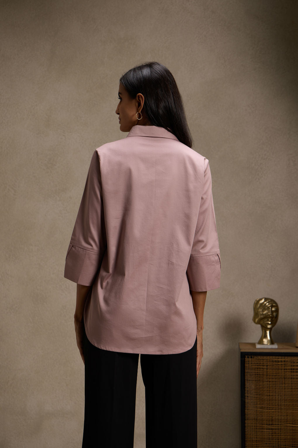 Dusky Rose - Cotton Satin Shirt for Women