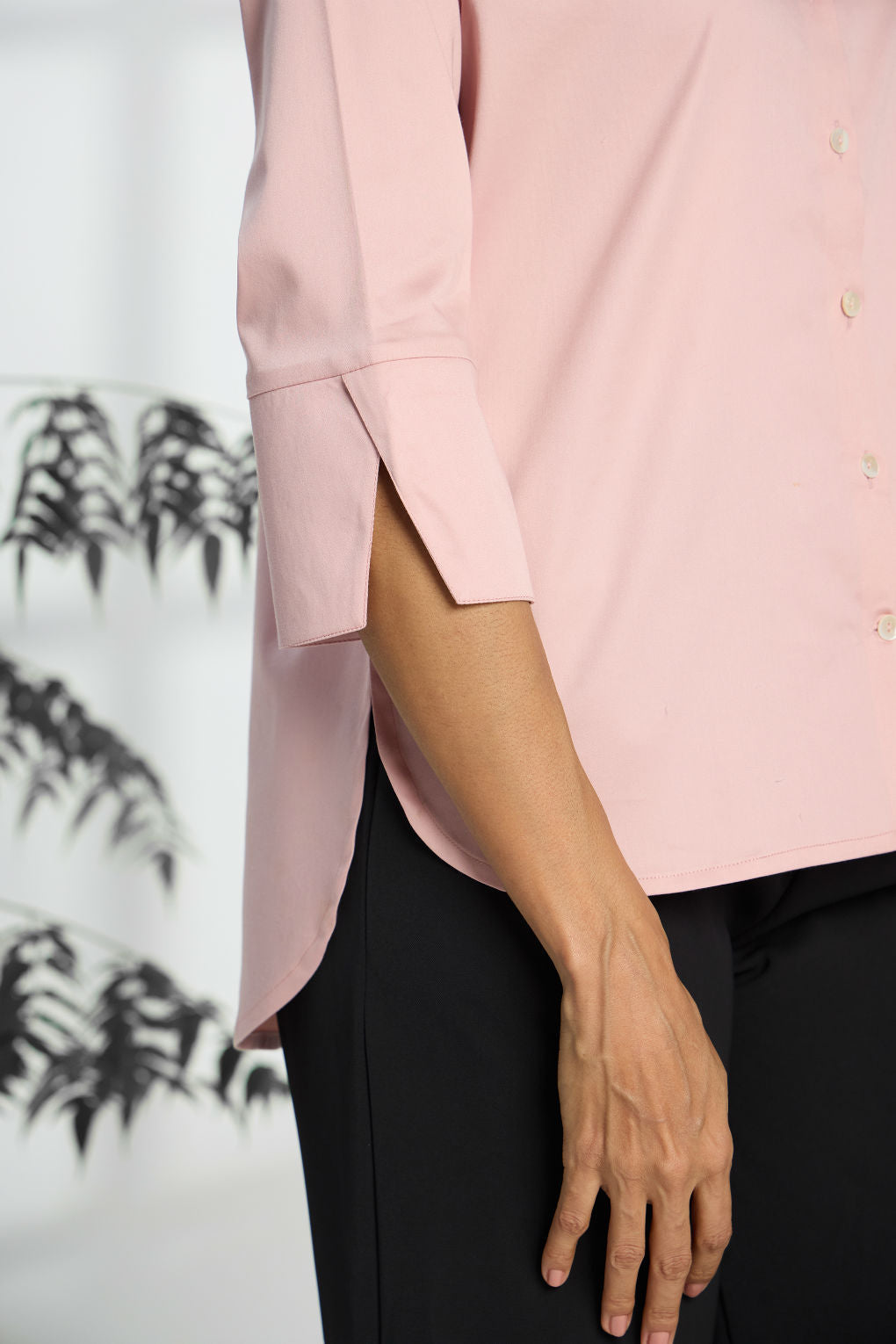 Pale Pink - Cotton Satin Formal Shirt for Women
