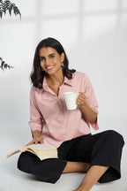 Pale Pink - Cotton Satin Formal Shirt for Women Women's Shirt Women's Shirt