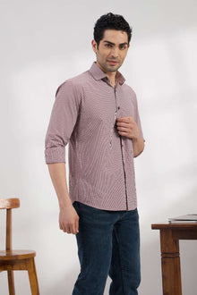 Micro check Garnet - Spread Collar Poplin Formal Men's Shirt