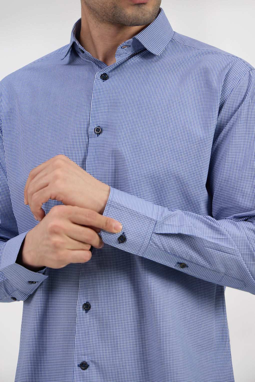 Sapphire check - Spread Collar Poplin Formal Men's Shirt Women's Shirts Women's Shirts