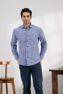 Sapphire check - Spread Collar Poplin Formal Men's Shirt