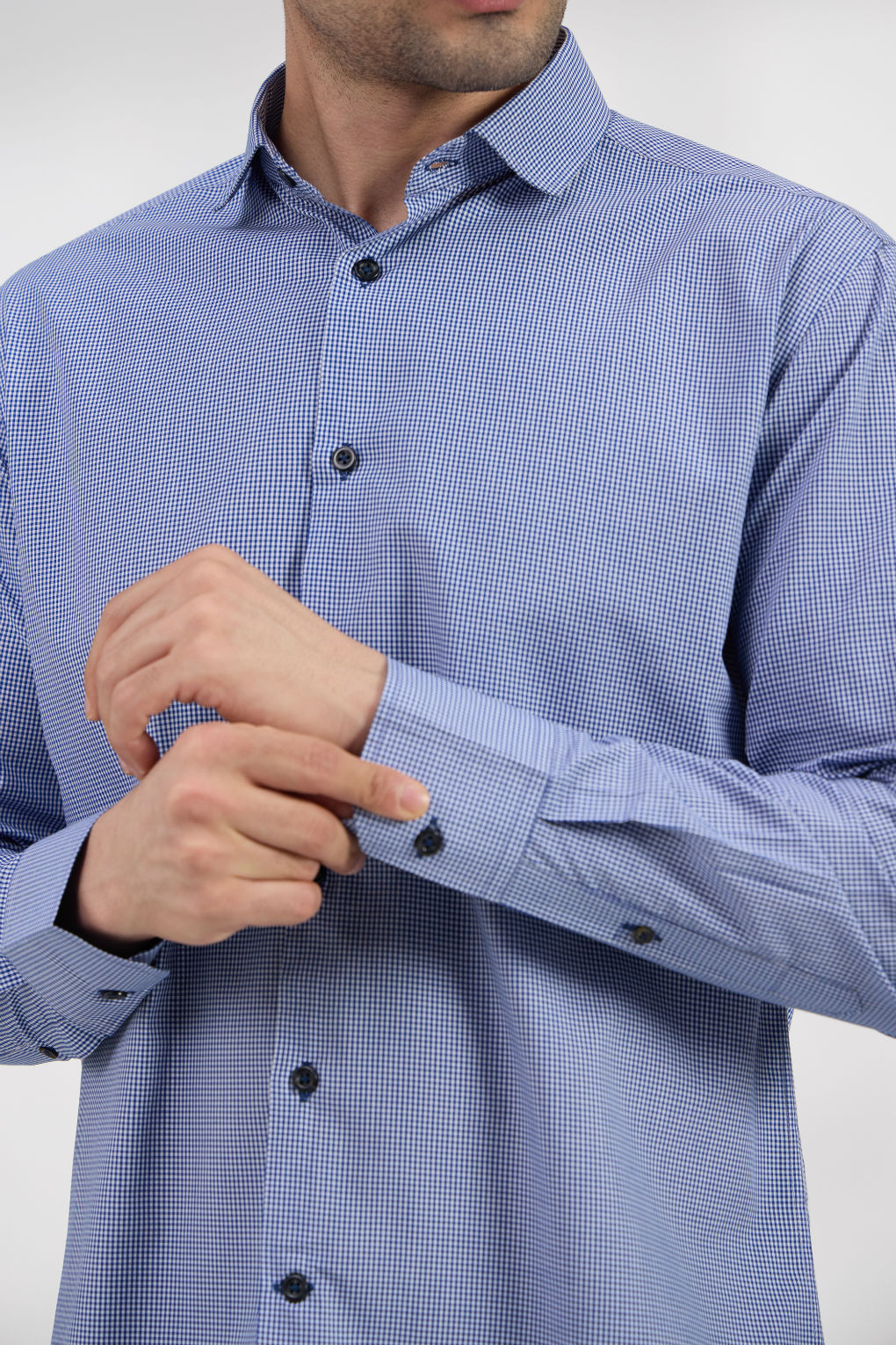 Sapphire check - Spread Collar Poplin Formal Men's Shirt Women's Shirts Women's Shirts