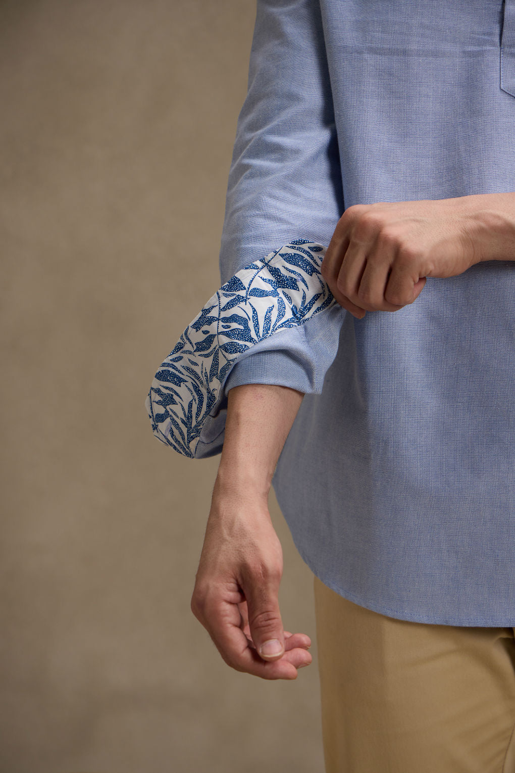 Oxford Blue Mandarin Collar Short Kurta