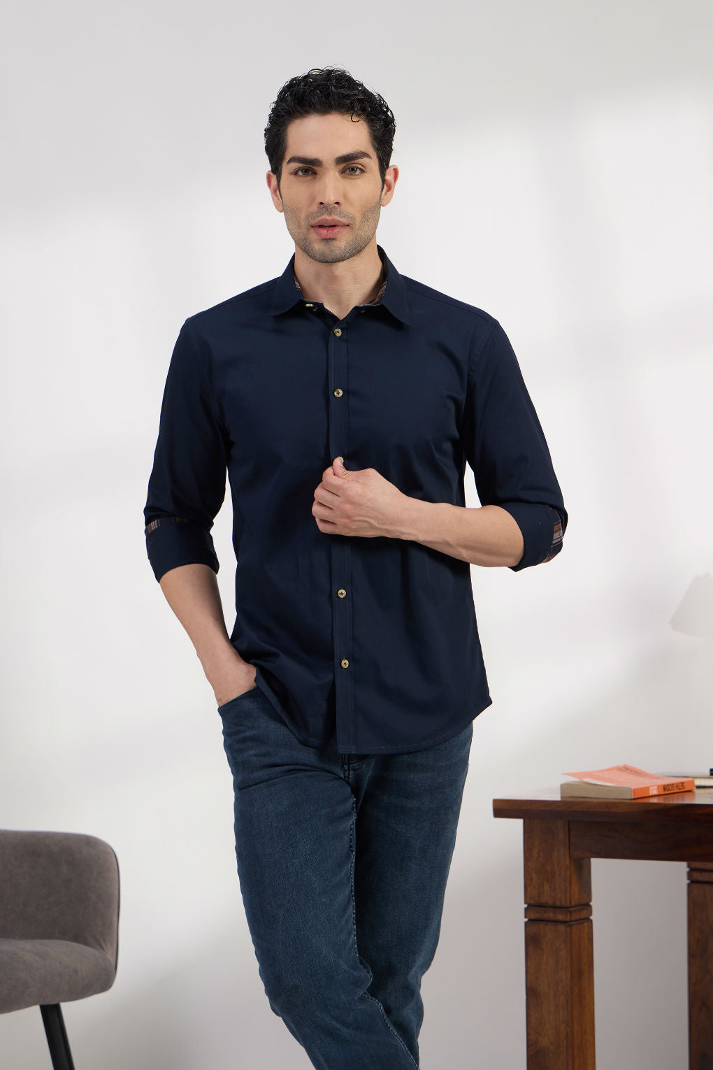 French Navy - Premium Cotton Formal Shirt for Men Men's Shirt Men's Shirt