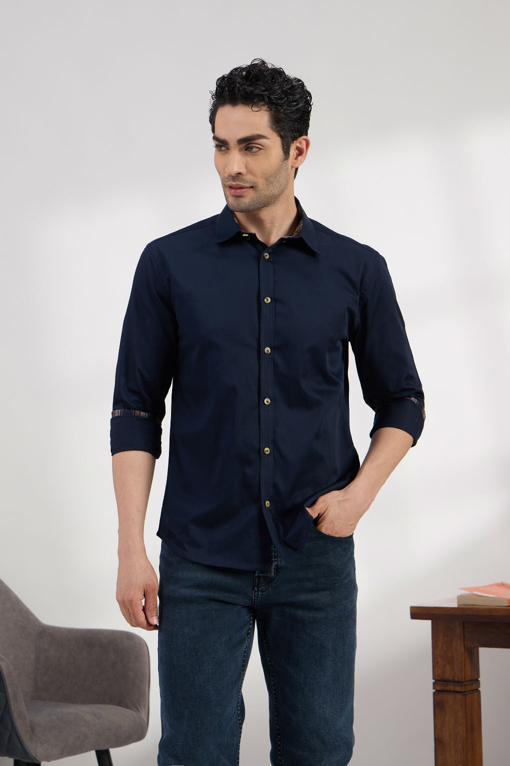 French Navy - Premium Cotton Formal Shirt for Men Men's Shirt Men's Shirt