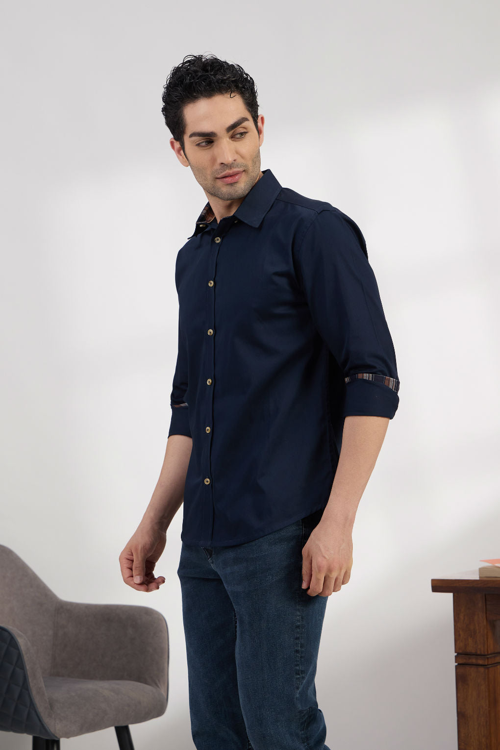 French Navy - Premium Cotton Formal Shirt for Men Men's Shirt Men's Shirt