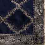 Navy Blue Organza Zari Dupatta with Checkered Pattern Dupatta