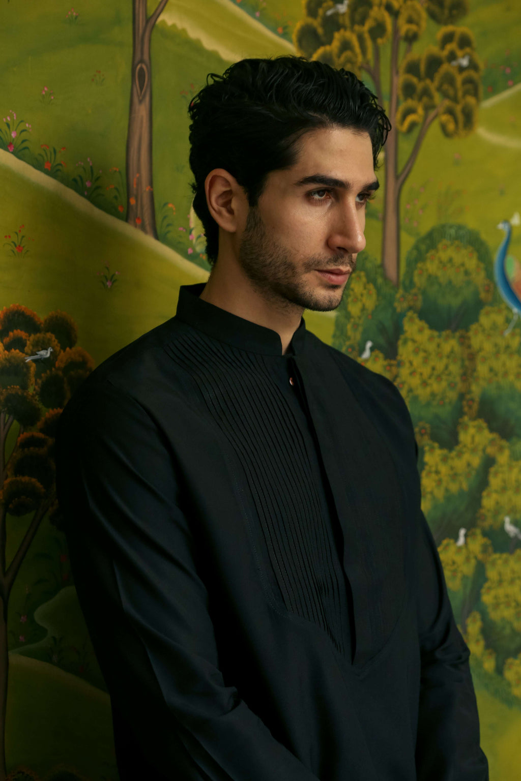 Men’s Black Mid-length Kurta Pant Set Kurta Pant Set Kurta Pant Set