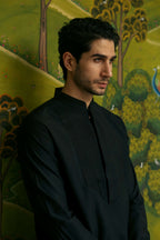 Men’s Black Mid-length Kurta Pant Set Kurta Pant Set Kurta Pant Set
