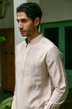 Men’s Beige Mid-length Kurta Pant Set Kurta Pant Set Kurta Pant Set