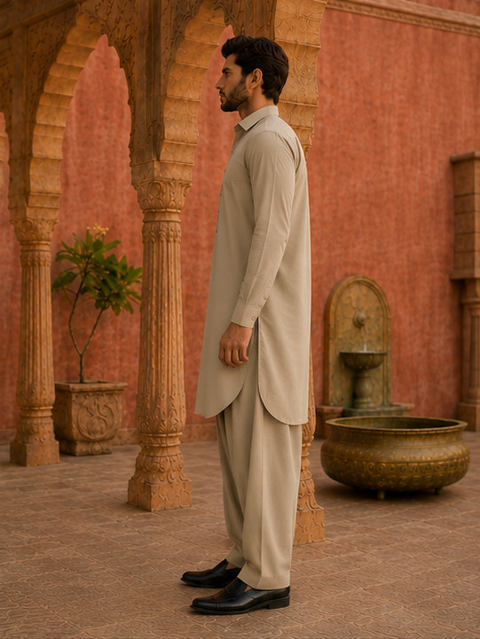 Pathani Kurta set - Khaki Beige